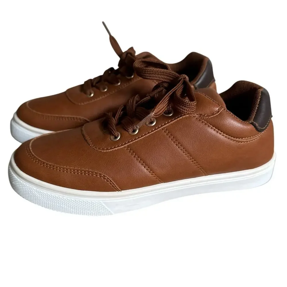 Josmo‎ Kids Boys Lace-Up Casual Sneaker Brown Tan Size 2 Big Kid